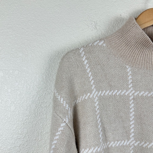 Rachel Zoe Window Pane Mock Neck Long Sleeve  Wool Blend Sweater Size Small - Picture 3 of 12